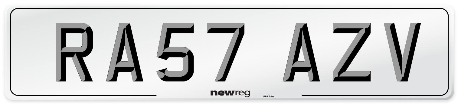 RA57 AZV Number Plate from New Reg